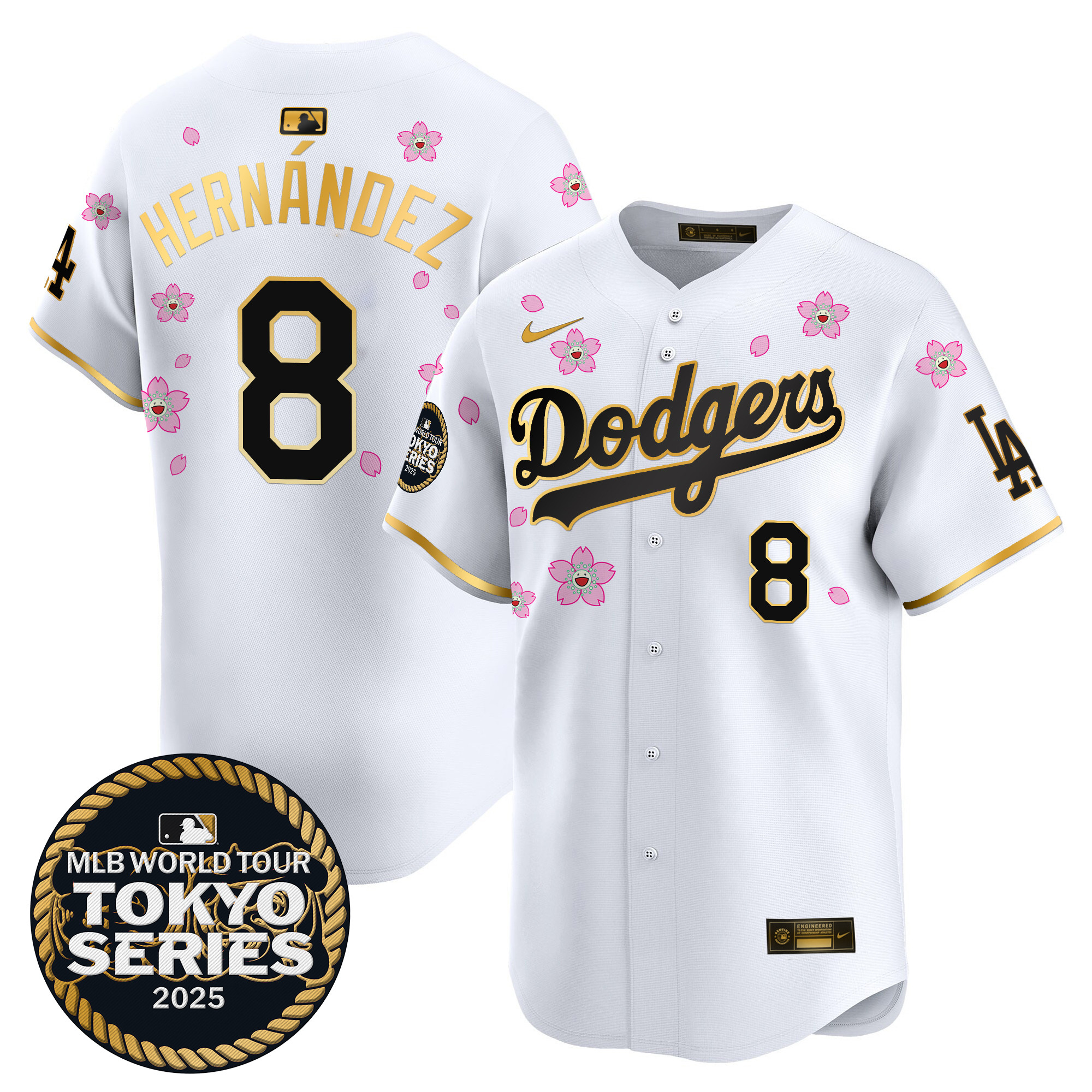 Men Los Angeles Dodgers #8 Hernandez Tokyo Series white Limited Stitched 2025 Jersey->los angeles dodgers->MLB Jersey